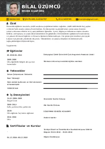 Kuaför Cv Örnekleri cv indir